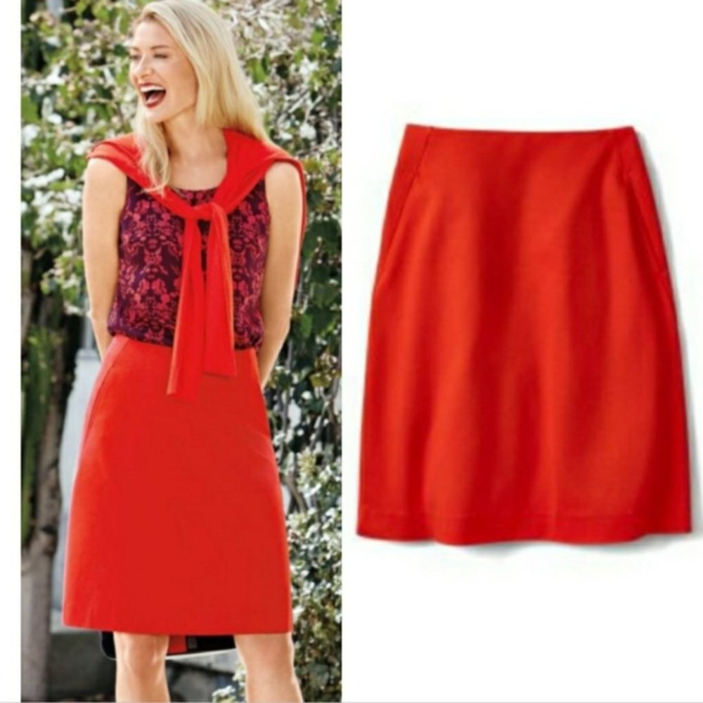 CAbi Solid Red Fiery A Line Skirt